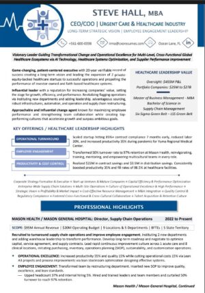 CEO-COO - HEALTHCARE INDUSTRY