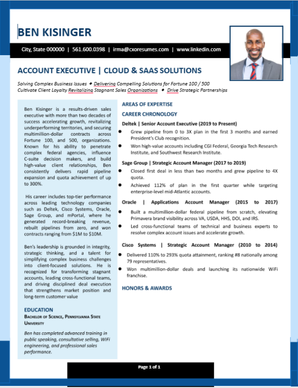 Account Executive Bio – Elite Resume Templates